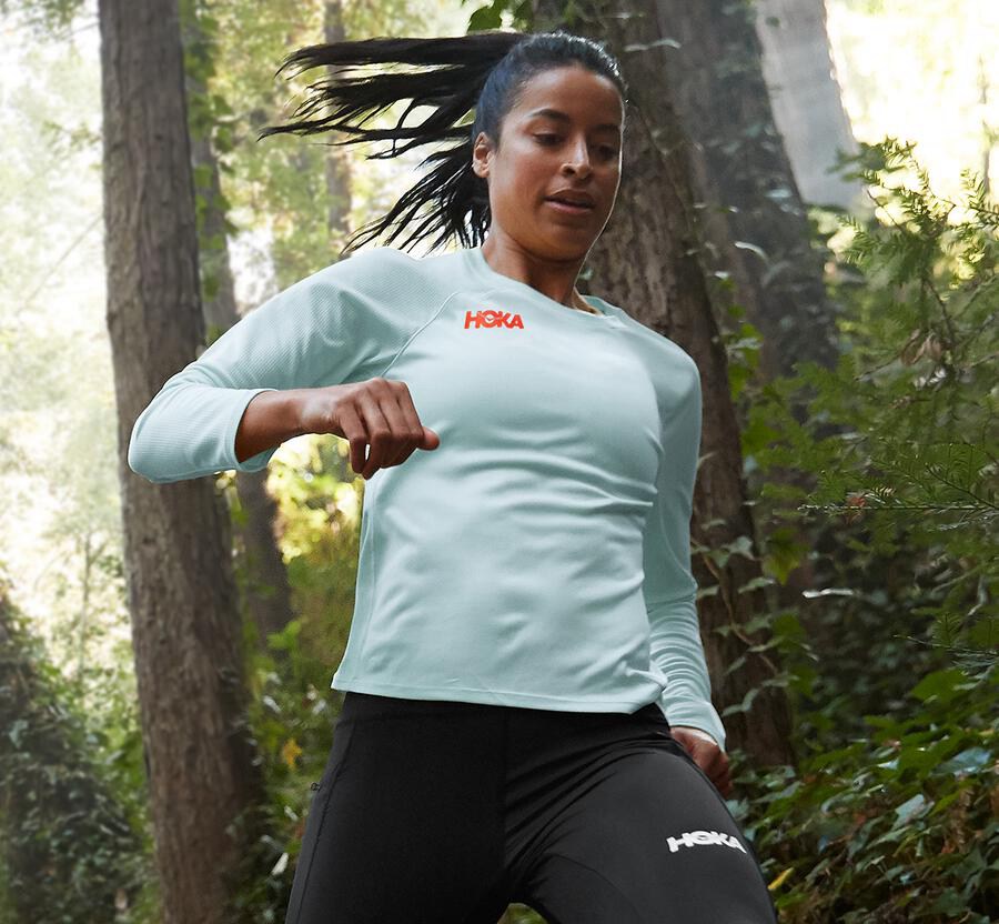 Hoka One One Top Dame - Performance Lang Sleeve - Blå - 724690HKW